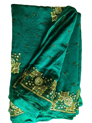 Reine Seide Sari indischer Vintage Sari Georgette Chinnon bedruckter Stoff PGS1825 - Bild 8 von 9