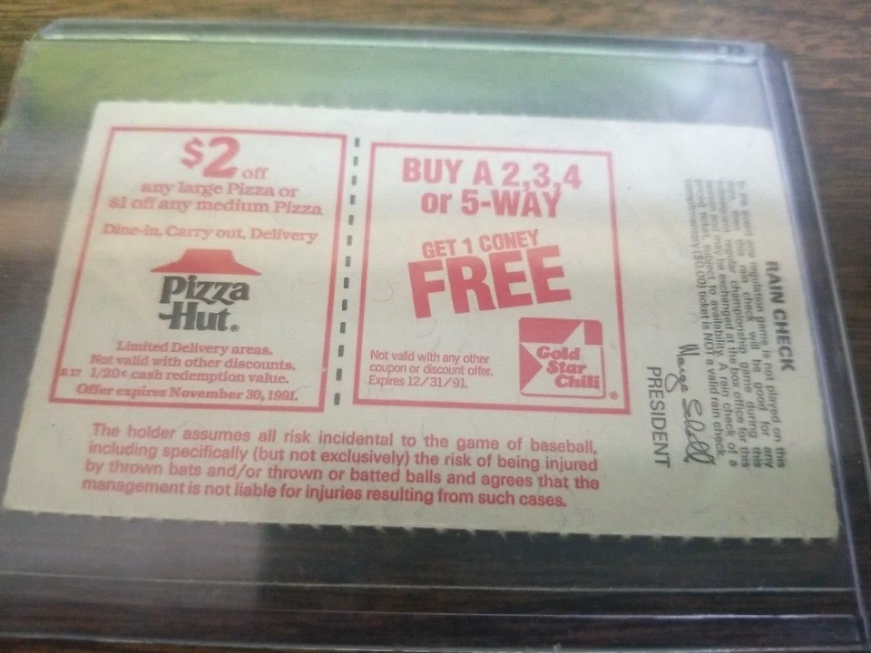 Mariano Duncan Riverfront 17 de mayo de 1991 Cincinnati Reds (bozo de boleto de autógrafo) Foto 3 de 3