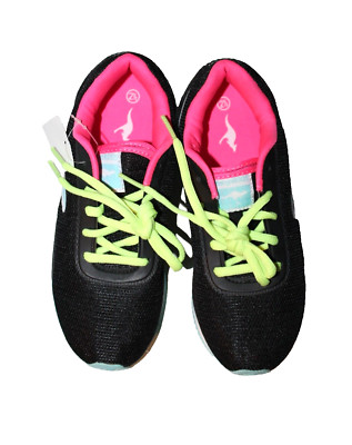 KangaRoos Girls' Black/Multi Lace-up Sneakers Shoes 2.5M #177405