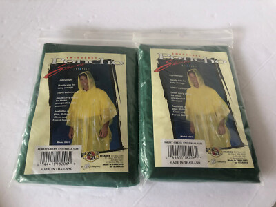 NEW LOT of 2 Stearns Emergency Poncho - Green #N5