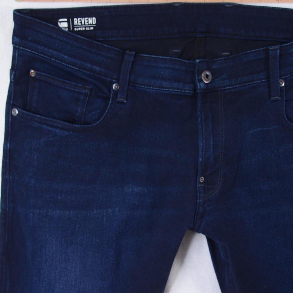 Jean Homme G-Star Revend Super Slim Taille W29 L32 - Coupe Skinny Stretch Bleu, Zip, En Très Bon état