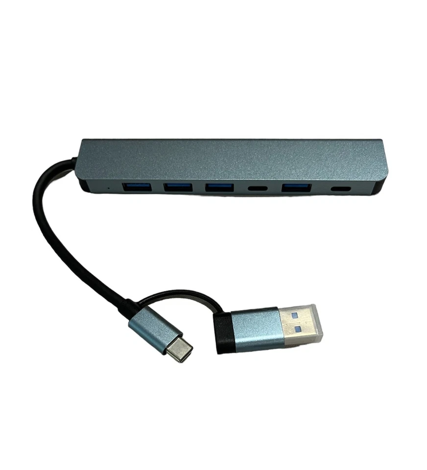 7 in 1 USB 2.0 Hub Multiport Card Reader Adapter Laptop Docking Station Type-C - Image 2 of 3