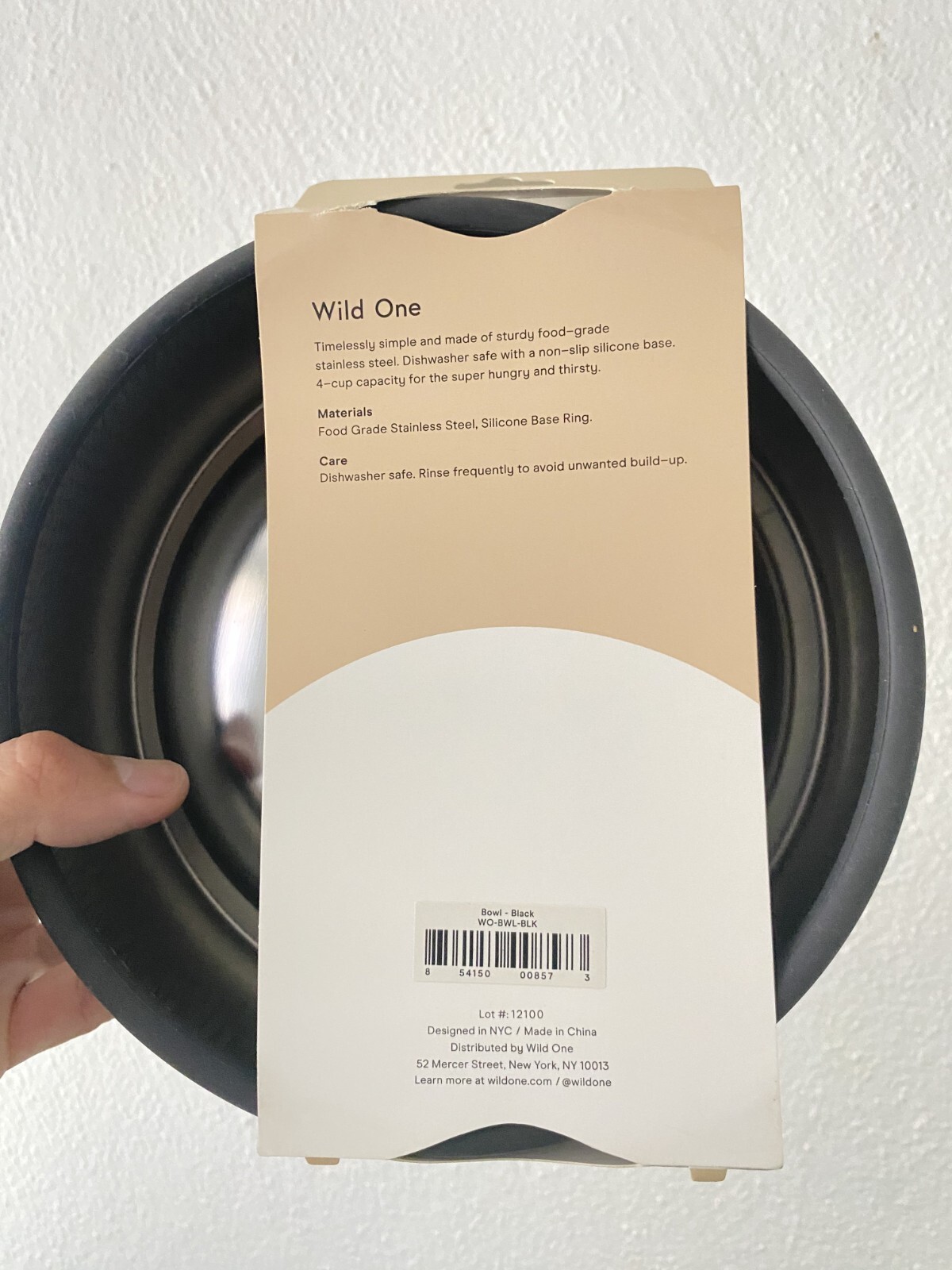 Wild One Dog Bowl Black Food Grade Stainless Steel Dishwasher Safe for Pet Puppy
