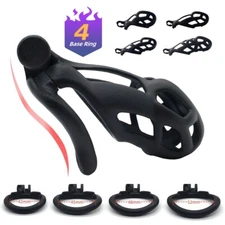 Cobra Male Chastity Cage Lock Device Kit with 4 Rings Virginity Device 5 Sizes