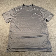 Mens Nike Dri-FIT Running Tee Gray Large AJ7565-085 Reflective Lightweight NWT