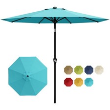 9FT Patio Umbrella Outdoor Table Umbrella with Smooth Crank Lift  8 Sturdy Ribs