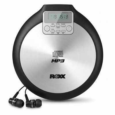 Tragbarer CD Player mit Kopfhörer MP3 fähig Antishock Discman mit Netzteil ROXX 