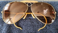 Vintage Ray Ban Gold Bullet Hole Aviator Shooter Sunglasses Brown Lens Option