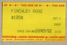 Finchley Road 11 - UTS London Underground ticket - London NW3 - Jubilee Line etc