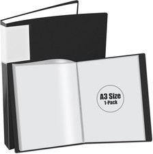 A3 Folder with Clear Plastic Sleeves, 40 Pockets Art Portfolio Presentation Fold
