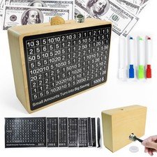 Money Saving Box  10000 Savings Challenge Box  Piggy Bank for Adults  Wooden ...