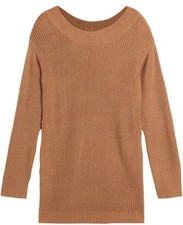 Langer 2-in-1 Umstands-und Stillpullover Gr 36/38 Camel Damen Strickpullover Neu