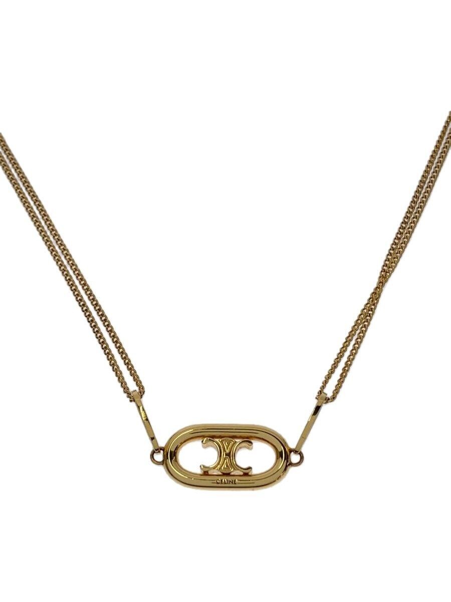 【関税・送料込み】CELINE GOLD L MAILLON CHAIN NECKLACE Celine Chain Necklace Vintage Maillon Triomphe Gold Brass