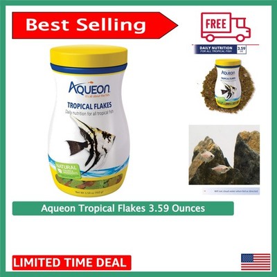 Aqueon Tropical Flakes 3.59 oz - Nutritious Fish Diet for All Life Stages