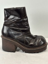 Vtg Y2K LEI Forrest Brown Boots Womens 8.5 Chunky Bratz Platform Vegan Leather