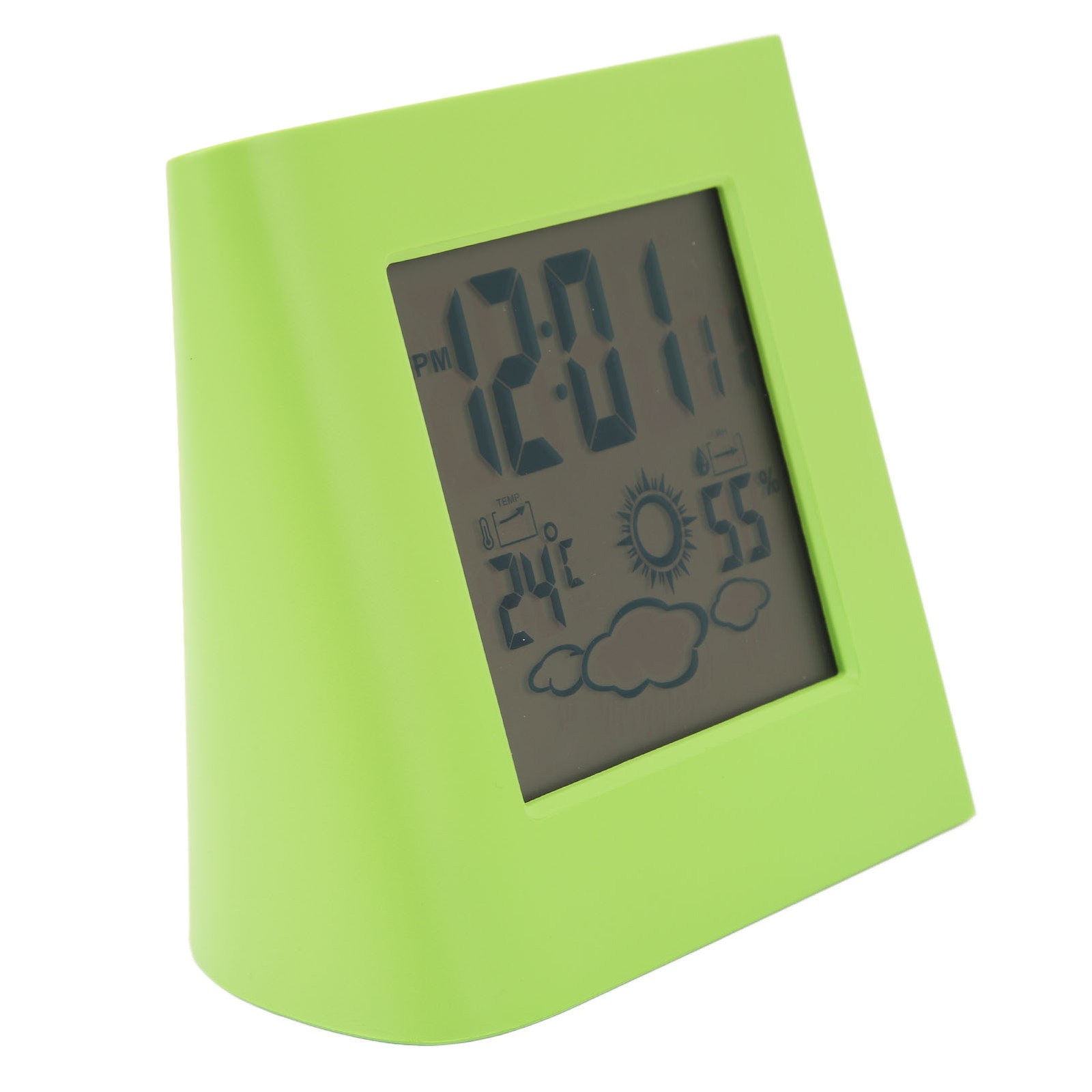 Battery Solar Alarm Clock Easy-to-Read Temperature Humidity Timer For Home New