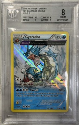 PSA10 2015 Pokémon XY Gyarados 21/98 2015 Pokemon XY Ancient Origins Gyarados Double Holo #21/98 BGS 8