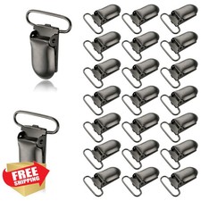 Demearly 25 PCS 1" Suspender Clips Metal Pacifier DIY Bulk Gunmetal