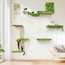 Cat Wall Shelves Stable  Safe 4 in 1 Cat Furniture Set Wooden Climbing