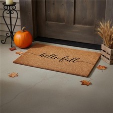 HomeRoots 654334 17 x 29 in. Brown  Natural Fall Hello Fall Outdoor Coir Doo...
