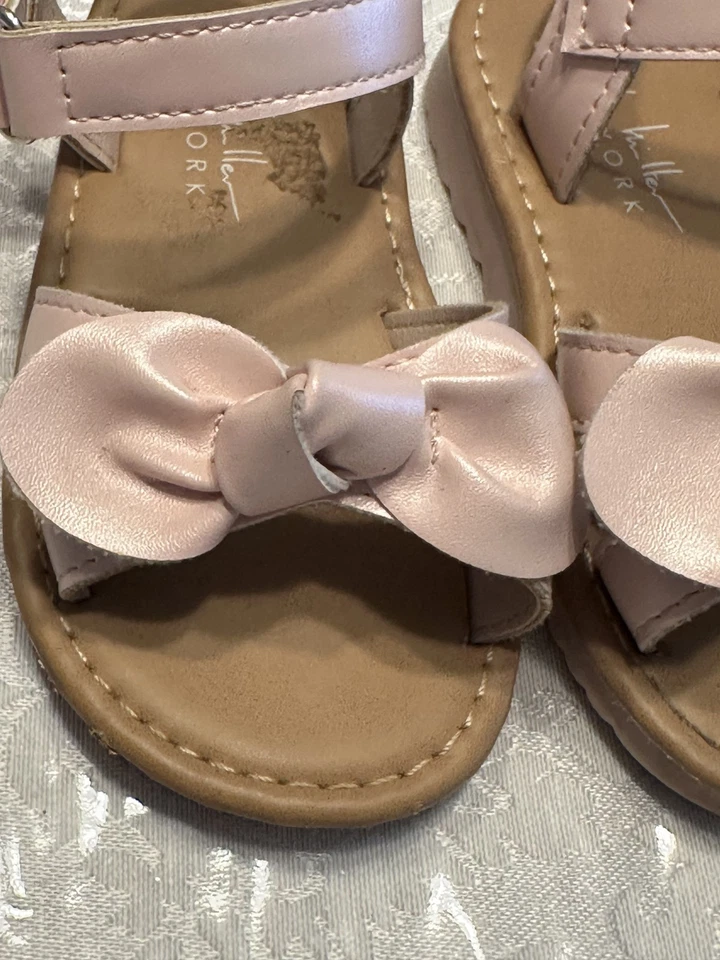 Bebé Niño Niñas Talla 6 Nicole Miller Nueva York Rosa Nudo Arco Sandalias Zapatos Foto 3 de 4