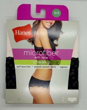 Hanes 2pk Polyester Microfiber Lace Tagless Ladies Cheeky Panties Underwear S 5 