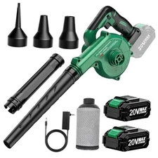 Cordless Leaf Blower & Vacuum w/2 X 2.0 Battery & Charger, 2-in-1 20V Leaf 