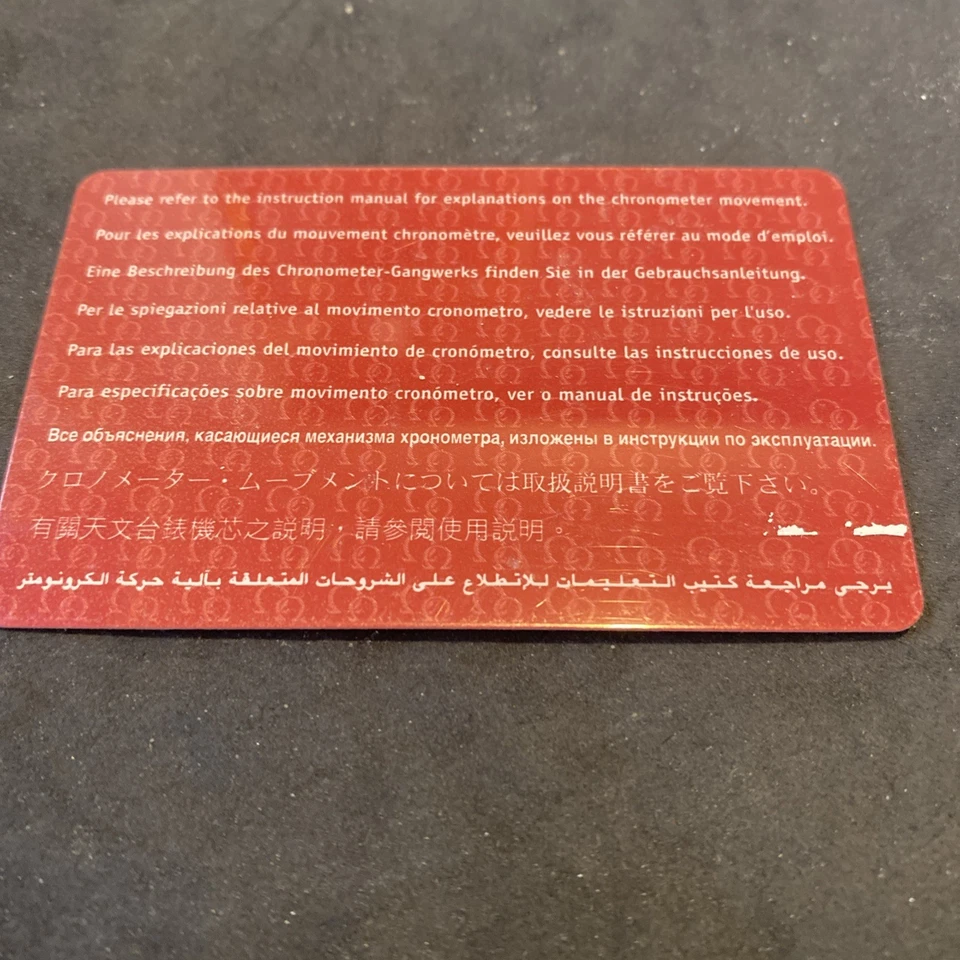 De colección Raro Omega Seamaster Planet Ocean Cronómetro Tarjeta de Certificado 22085000 Foto 2 de 2