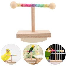 Parrot Perch Stand Rocking Natural Wood Bird Swing Toy For Cockatiel