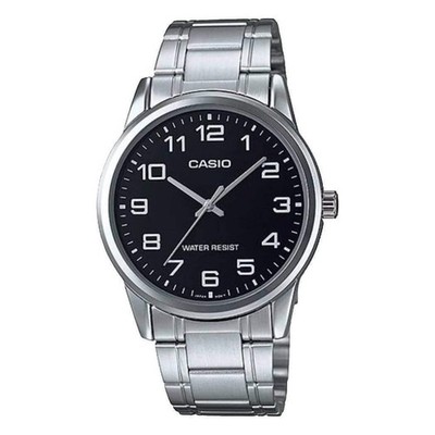 Casio MTP-V001D-1B Herren Quarzuhr schwarzes Zifferblatt Edelstahlarmband neu