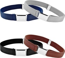 Tatuo 4 Pcs Kids Buckle Belt Kid Adjustable Black, Gray, Brown, Navy Blue