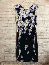 Ralph Lauren Sheath Dress Womens 10 Dark Romantic Cascading Florals Ruched Midi