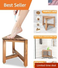 Multi-Functional Acacia Wood Shower Stool - 12-Inch Corner Foot Rest for Bath