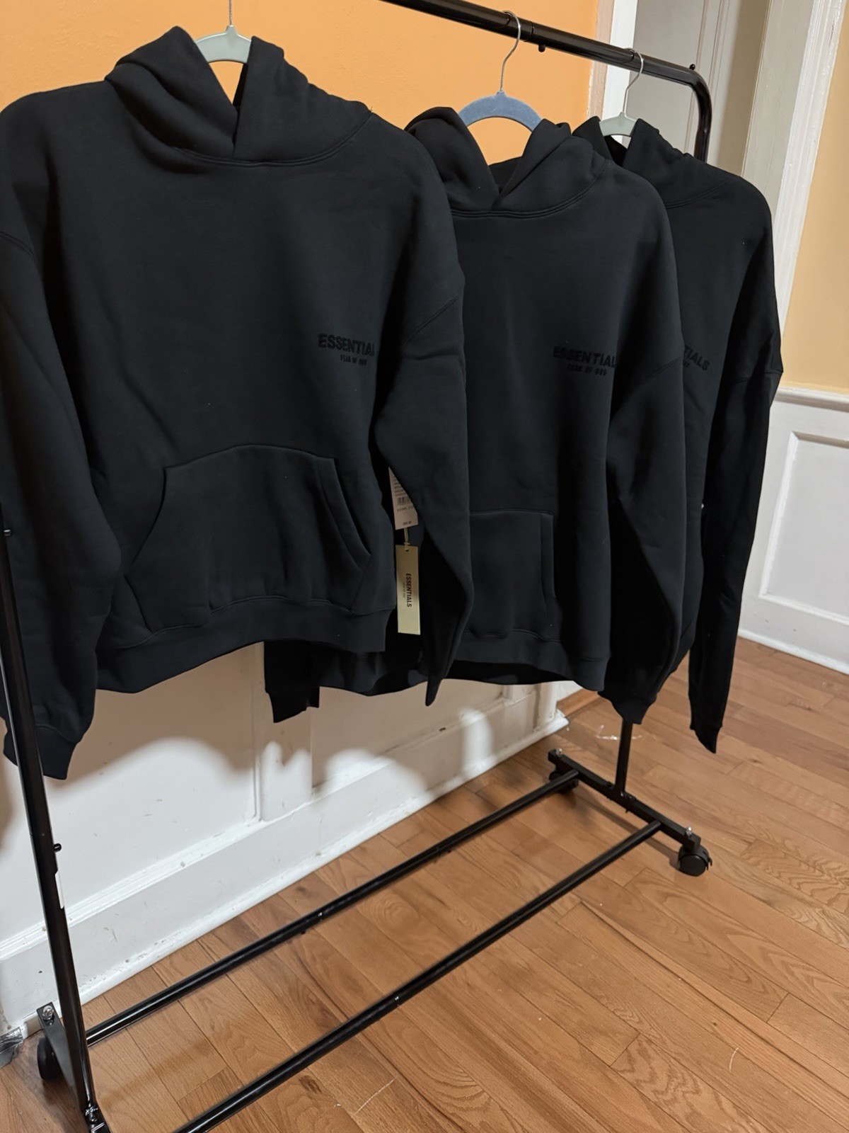 Essentials Fear of God Men's Pullover Fleece Hoodie Black  size XS thumbnail 4