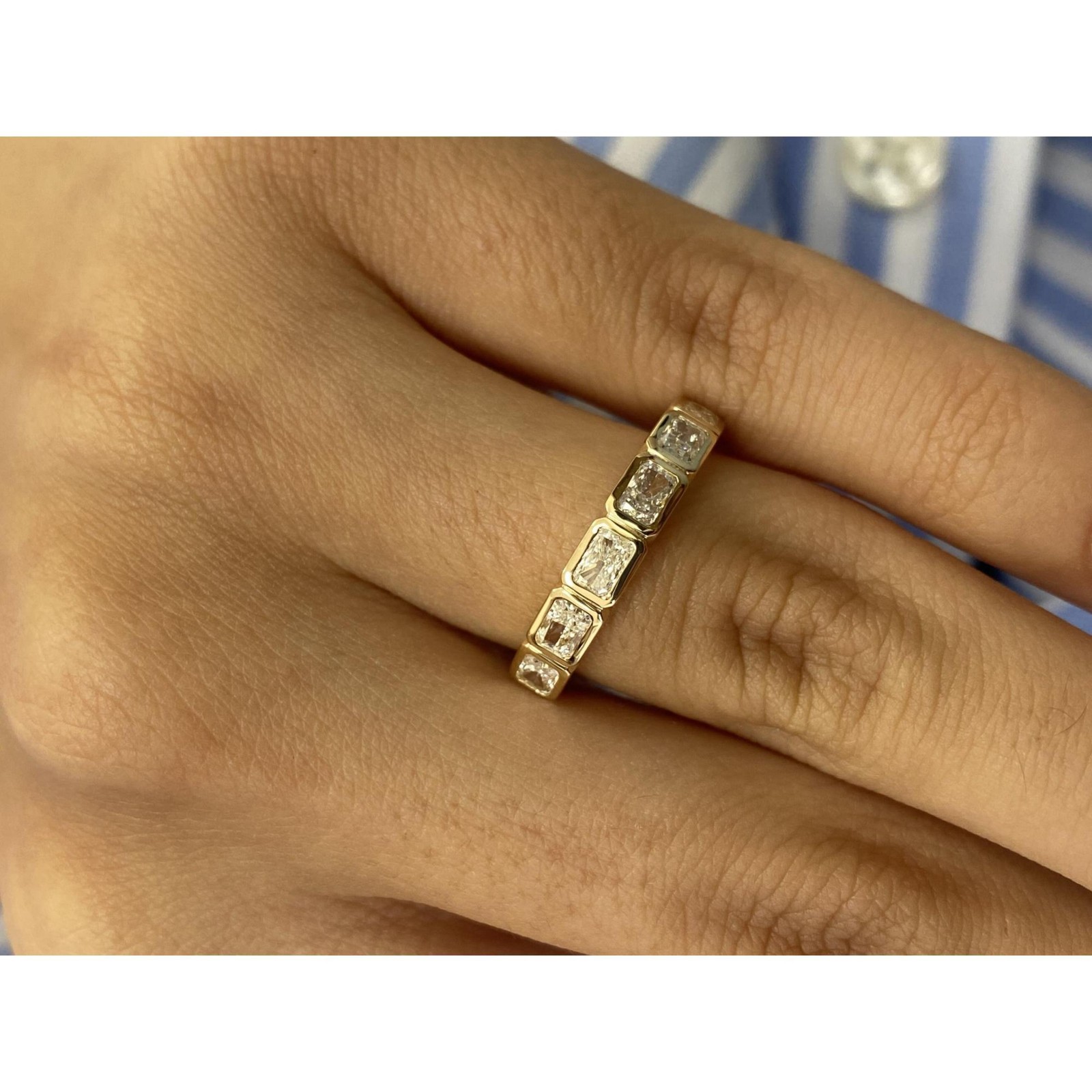 0.8ct TCW Band Ring Yellow Gold 14K Lab-Grown Diamond F/VS GGL