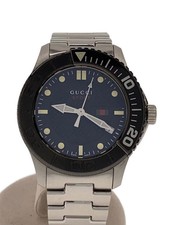GUCCI SS Stainless Steel 48mm Black Dial Quartz Wristwatch #2nW7617