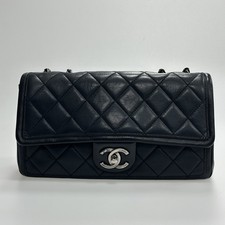 Chanel Limited Vintage CF Flap Bag Black Quilted Lambskin Silver CC Turn Lock