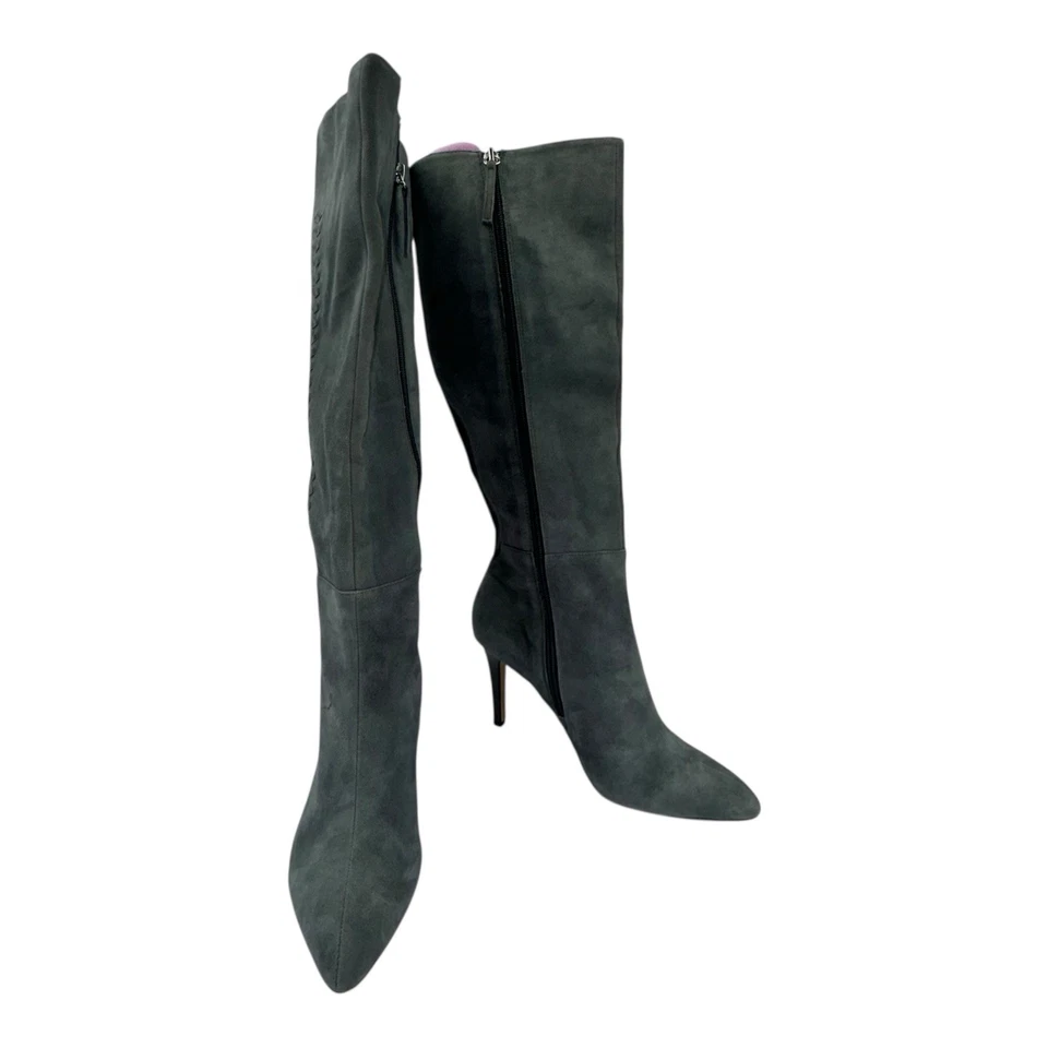 White House Black Market Suede Side Zip Knee High Grey Boots Womens Kenyon 7.5M - Image 3 of 4