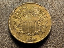 T2: U.S. 1869 CLEANED 2 Cent Coin. Free PROMPT Shipping,.