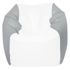 Ocean-Tamer 28" H x 36" W x 36" D White/Medium Gray Large Round Bean Bag Chair