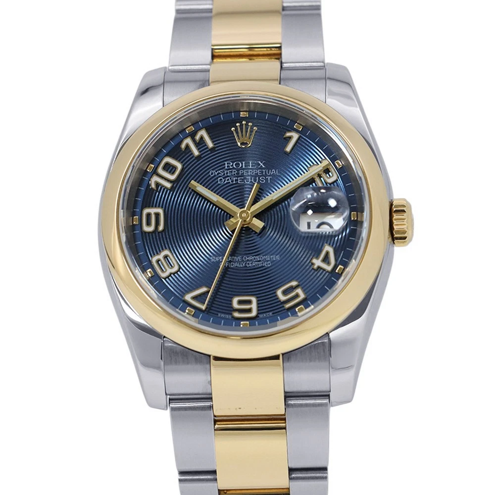 Rolex — ROLEX Datejust 36mm Steel 18K Yellow Gold blue concentric Dial 116203
