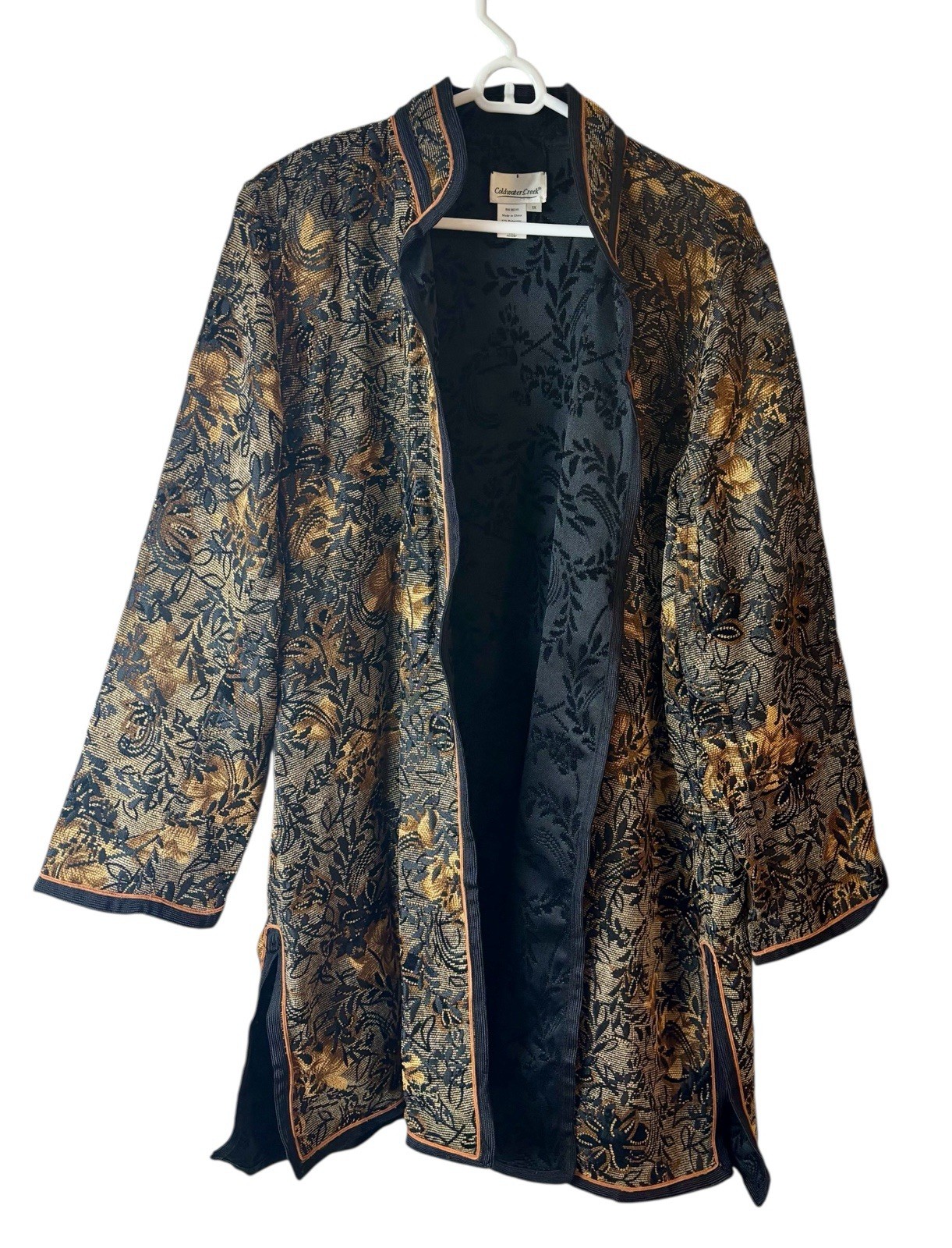 Cold Water Creek Women’s Size 1X Y2K Embroidered Tapestry Cardigan Long Blazer