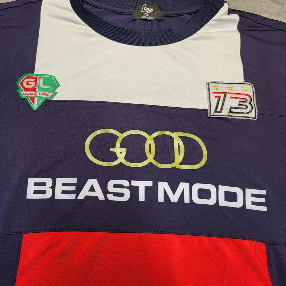 Camiseta deportiva de fútbol Camp Good Life Beast Mode para hombre 2XL azul rojo poliéster Foto 4 de 4