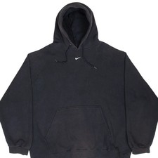 VINTAGE NIKE CENTER SWOOSH BLACK HOODIE 1990S TRAVIS SCOTT SIZE 2XL