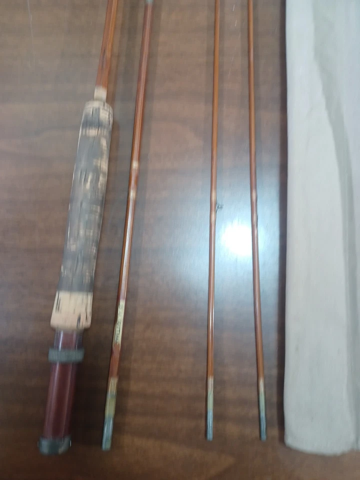 Wright & McGill / Old Faithful Rod Co. "True Action 8' 6" caña de bambú 4 PIEZAS  Foto 3 de 4