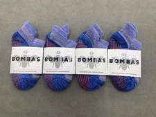 4 pairs BOMBAS Women's Running Ankle Socks Small 5-7 blue