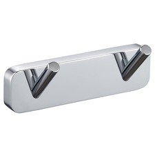 Nuie Trisen Double Robe / Towel Hooks Polished Chrome Wall Mounted Bathroom