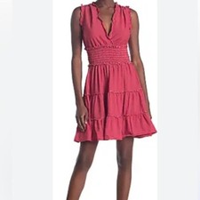 MAX STUDIO Red Ruffled & Tiered Mini Dress