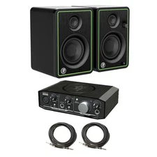 Mackie Onyx Artist 1·2 USB Audio Interface & CR8-XBT Monitors & 2 6-Feet 1/4" to