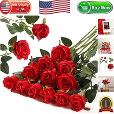 Realistic 12PCS Red Silk Roses   Ideal for Weddings, Home D cor  Festive Events